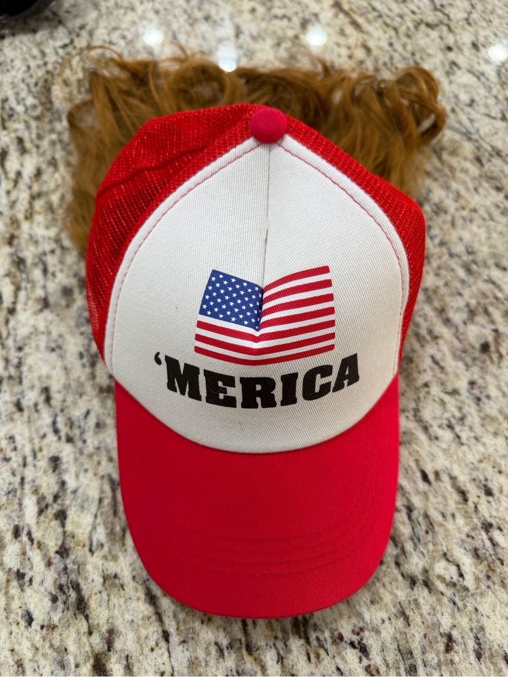 'Merica Red & White mullet Trucker Hat